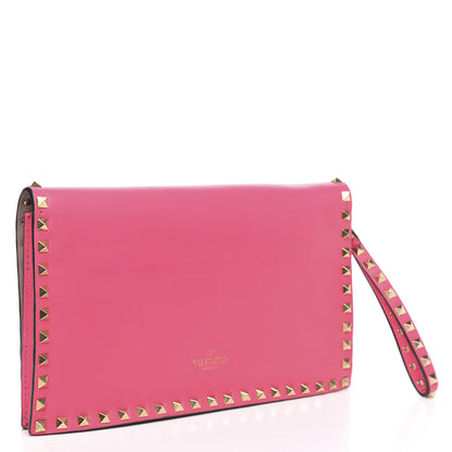 Valentino Garavani Nappa Rockstud Wristlet Clutch Fuxia Fluo 3 of 12