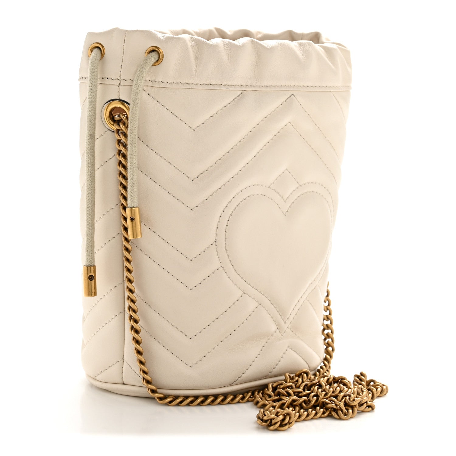 Gucci Calfskin Matelasse Mini GG Marmont 2.0 Bucket Bag White 3 of 13