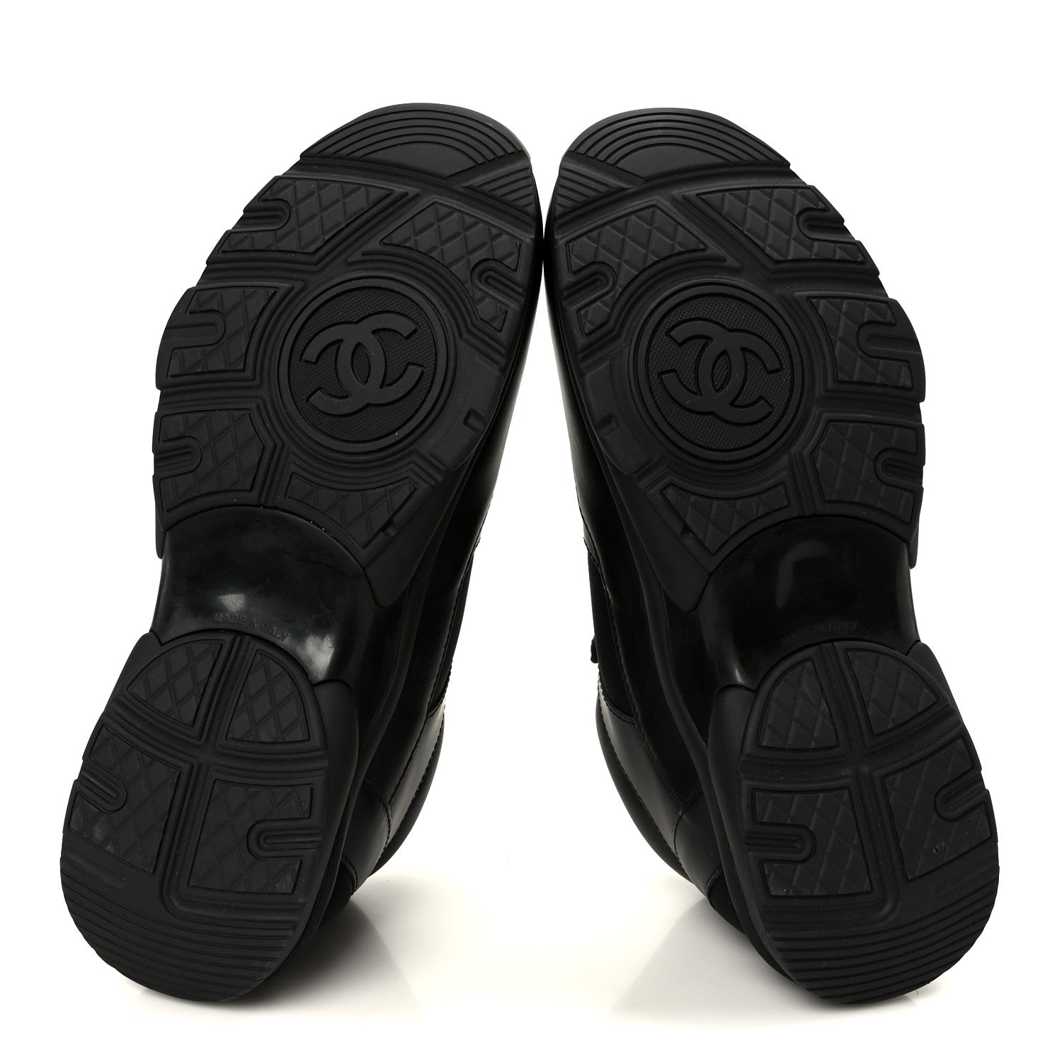 Chanel Lambskin Fabric CC Sneakers 39 Black 6 of 10