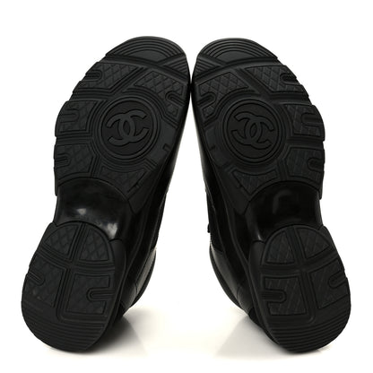 Chanel Lambskin Fabric CC Sneakers 39 Black 6 of 10