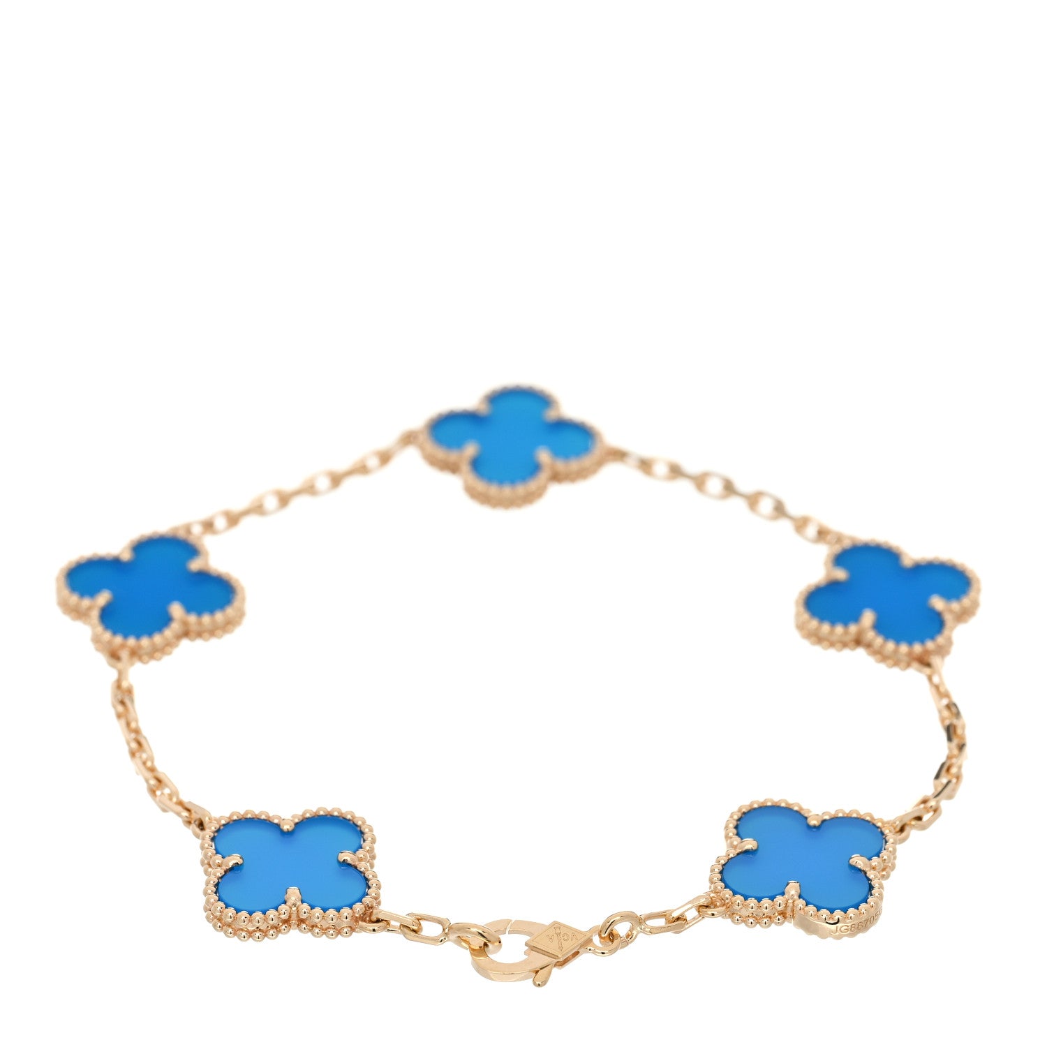 Van Cleef & Arpels 18K Yellow Gold Blue Agate 5 Motifs Vintage Alhambra Bracelet 2 of 5