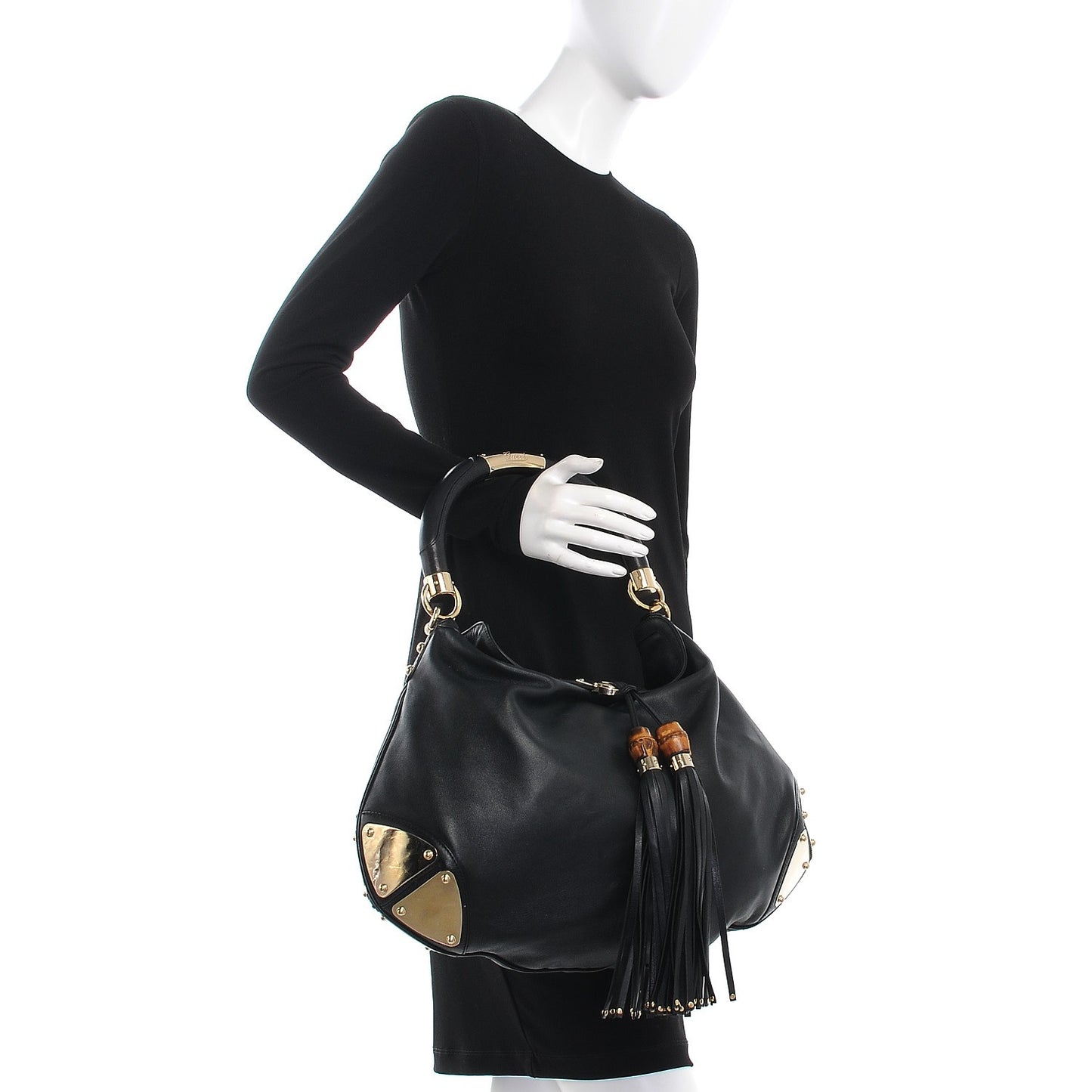 Calfskin Large Indy Top Handle Hobo Black