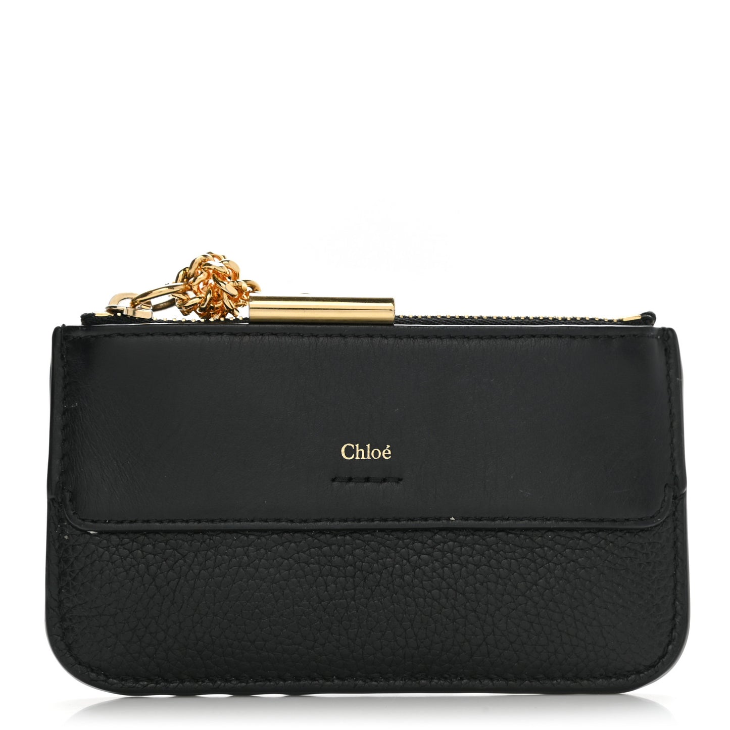 Grained Calfskin Drew Card Holder Black