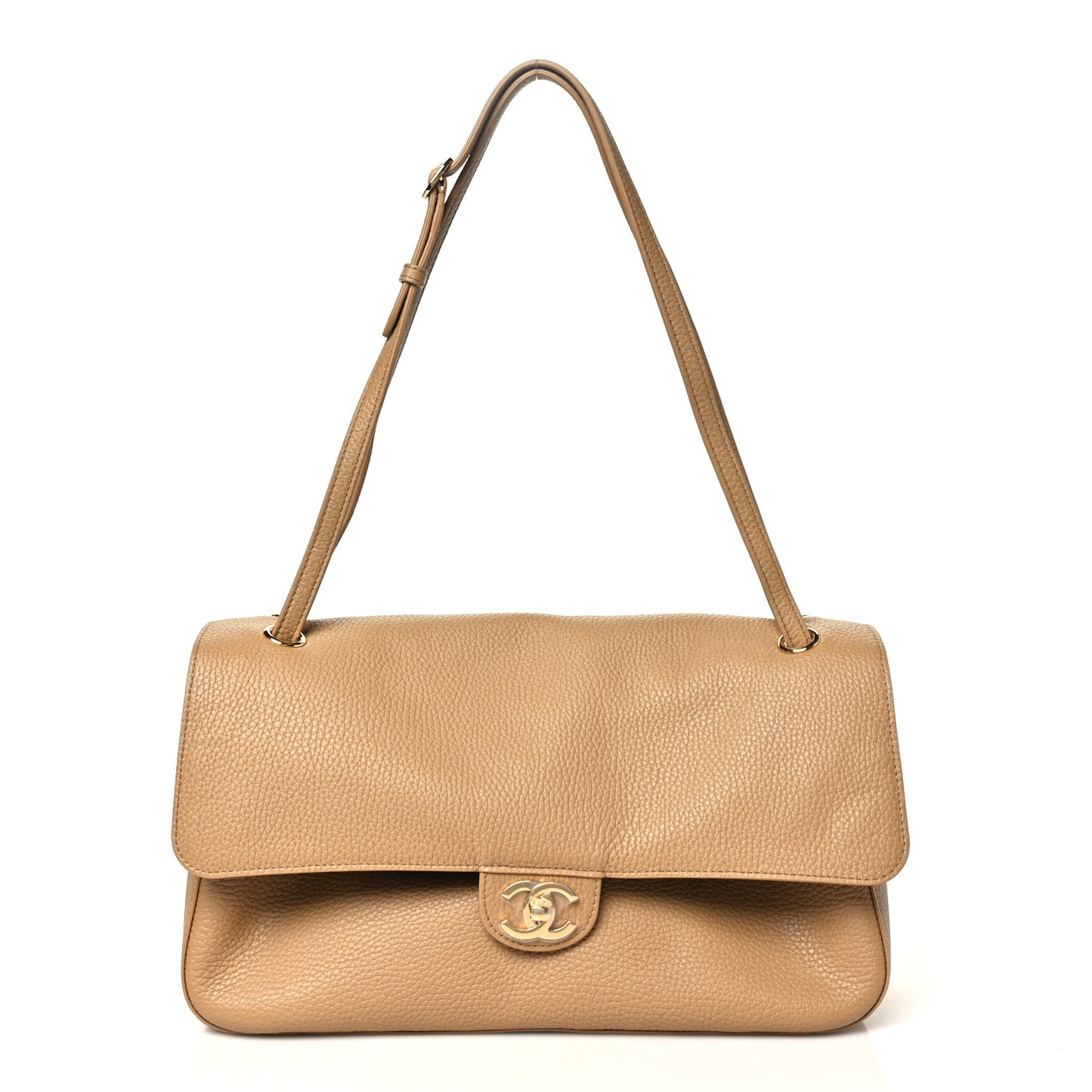 Grained Calfskin Small Souplissimo Maxi Flap Beige