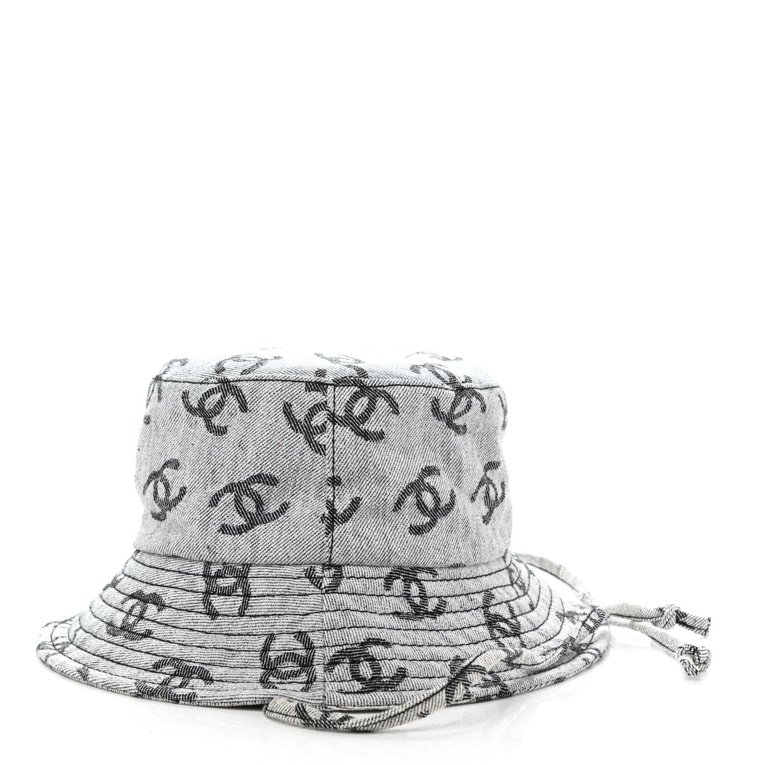 Chanel Denim CC Bucket Hat M White Black 5 of 8