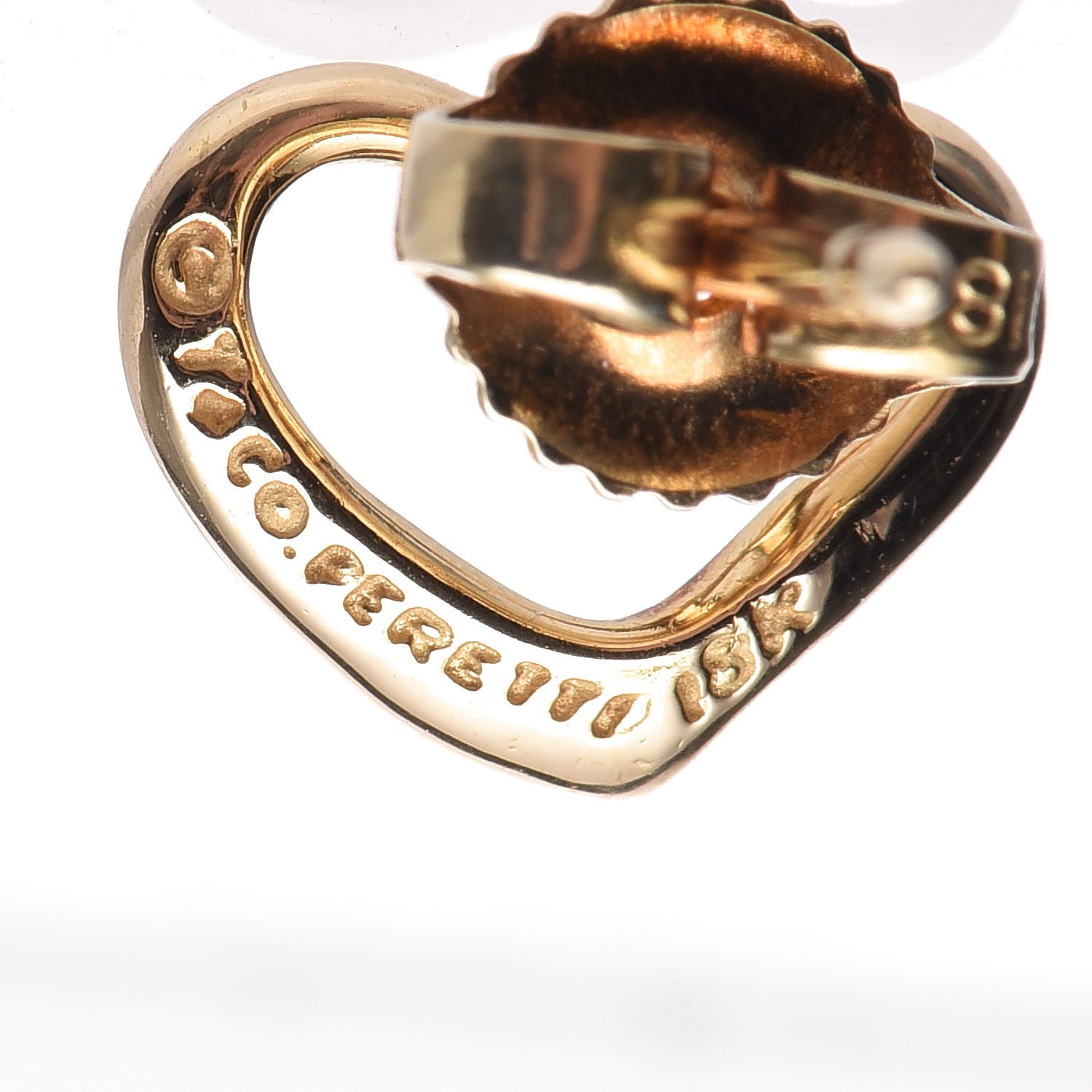 Tiffany 18K Yellow Gold 11mm Elsa Peretti Open Heart Earrings 3 of 4