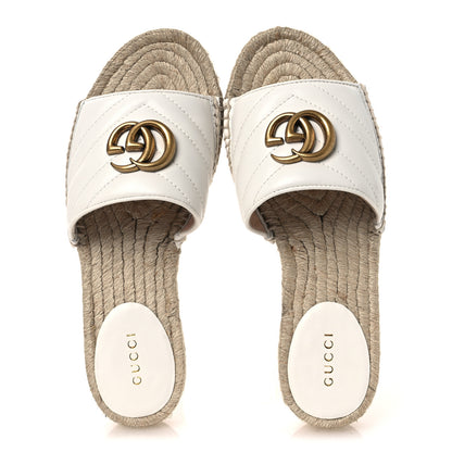 Gucci Nappa Matelasse GG Marmont Espadrille Slide Sandals 35 Great White 2 of 11