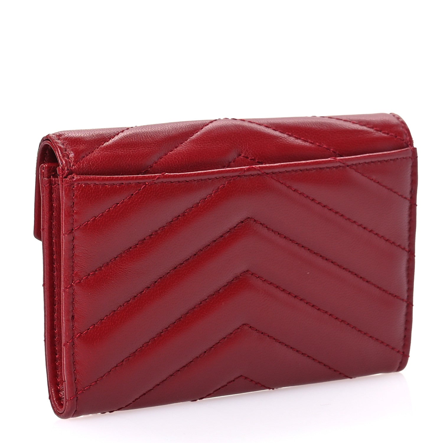 Saint Laurent Nappa Matelasse Chevron Small Monogram Envelope Wallet Opyum rEd 3 of 8