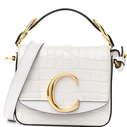 Chloe Crocodile Embossed Calfskin Mini C Double Carry Stormy Grey 7 of 13