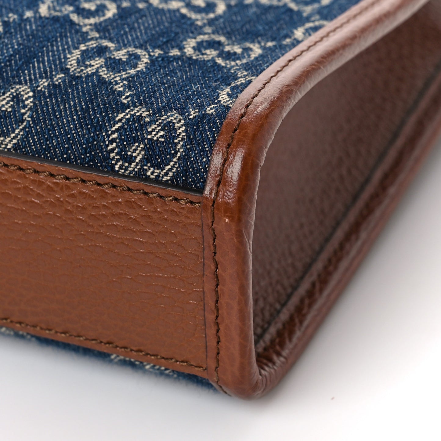 New Denim GG Monogram Dollar Calfskin Mini Retro Interlocking G Tote Bag Blue Tea Cuir Epilog