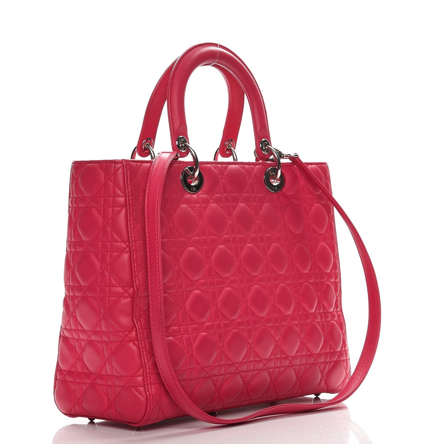 Lambskin Cannage Large Lady Dior Fuchsia