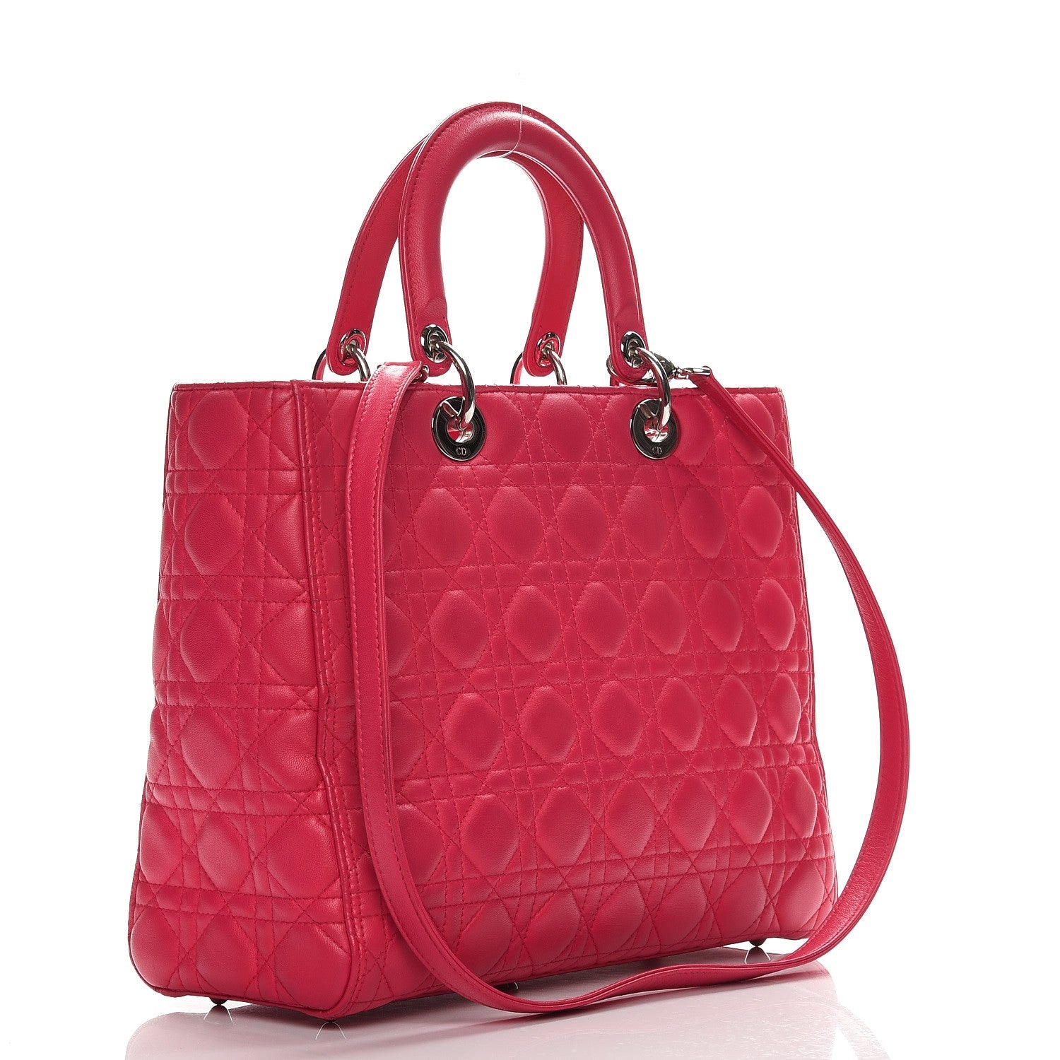 Christian Dior Lambskin Cannage Large Lady Dior Fuchsia 4 of 12