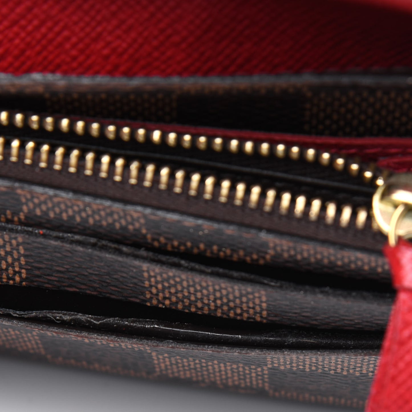 Damier Ebene Emilie Wallet Red