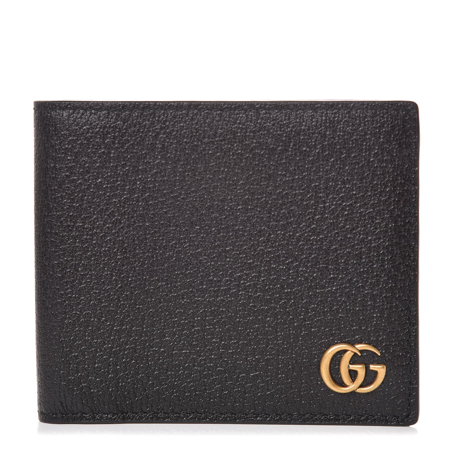 Calfskin Boar Effect GG Marmont Bi-Fold ID Wallet Black