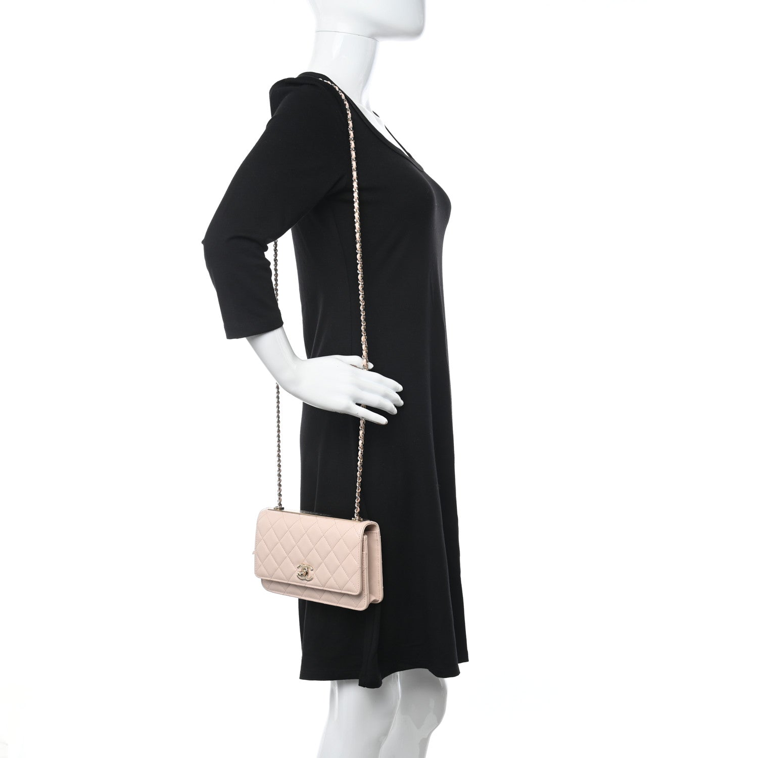 Chanel Lambskin Quilted Trendy CC Wallet On Chain WOC Light Beige 2 of 12