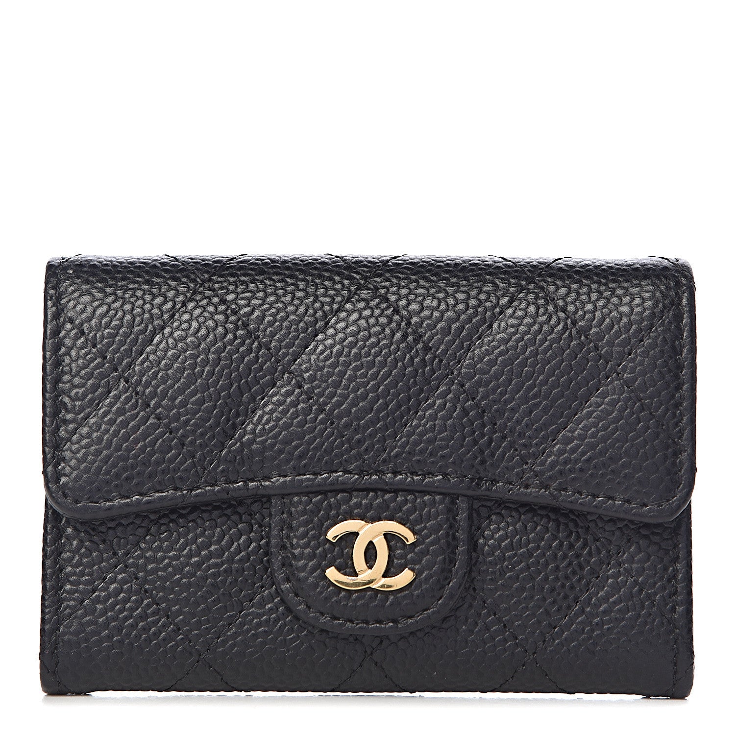 Chanel Caviar Quilted Flap Card Holder Wallet Black 1 of 8