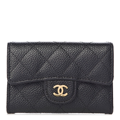 Chanel Caviar Quilted Flap Card Holder Wallet Black 1 of 8