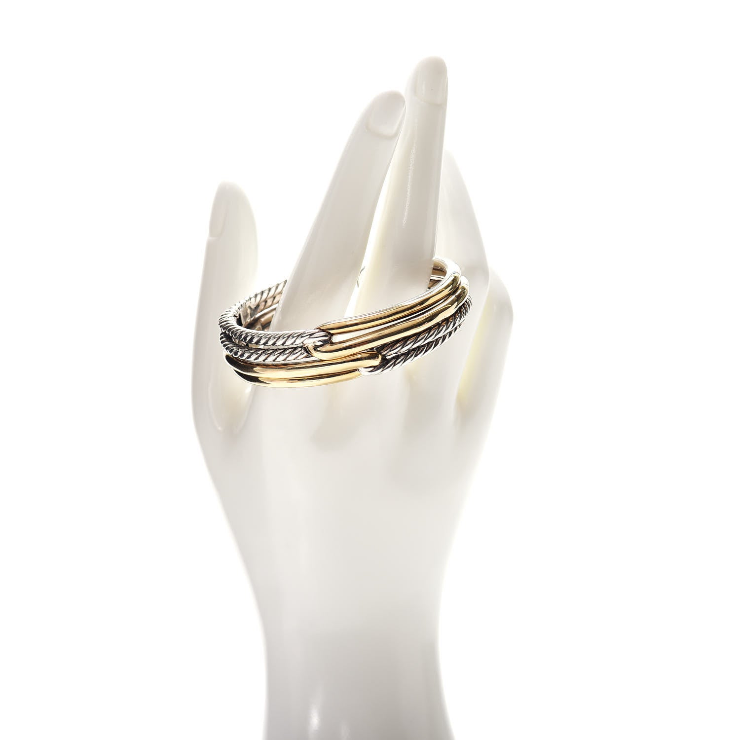 David Yurman Sterling Silver 18K Yellow Gold Double-Loop Labyrinth Bracelet 2 of 4
