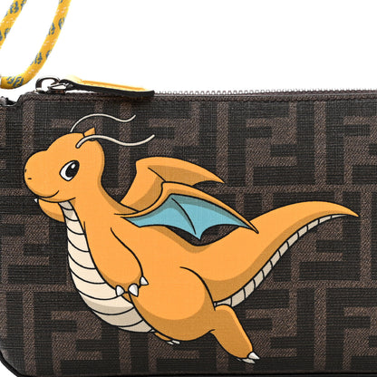 Fendi X FRGMT X POKEMON Glazed Fabric FF Pokemon Print Baguette Pouch Tobacco Moro Giallo 8 of 11