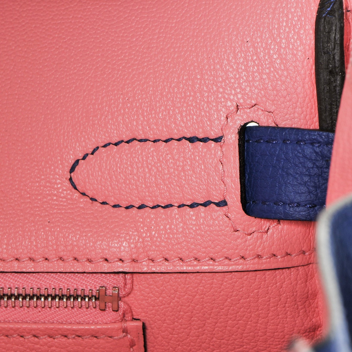 Togo Horseshoe Birkin 30 Bleu Electrique Rose Lipstick