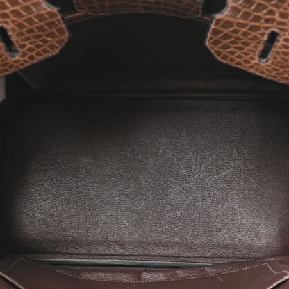 Hermes Matte Porosus Crocodile Birkin 35 Chocolate 5 of 14