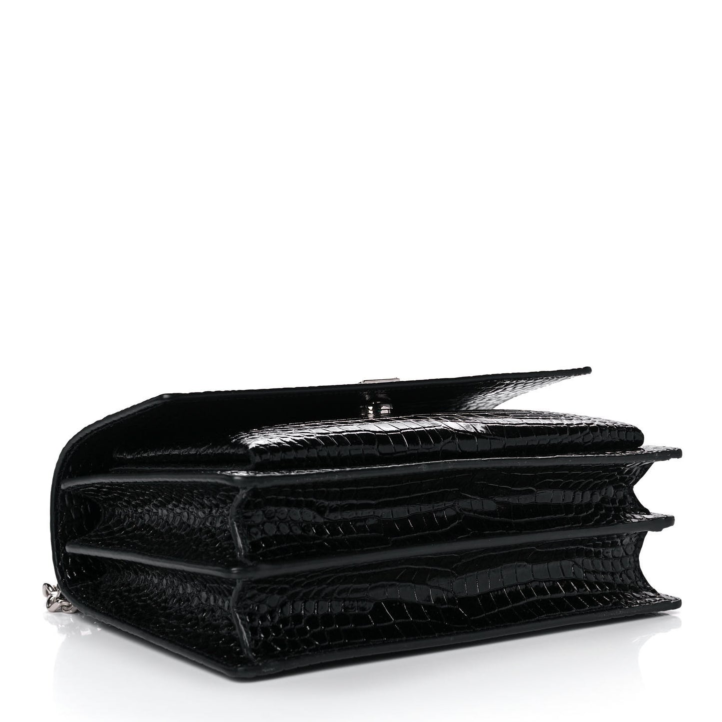 Calfskin Crocodile Embossed Medium Monogram Sunset Black