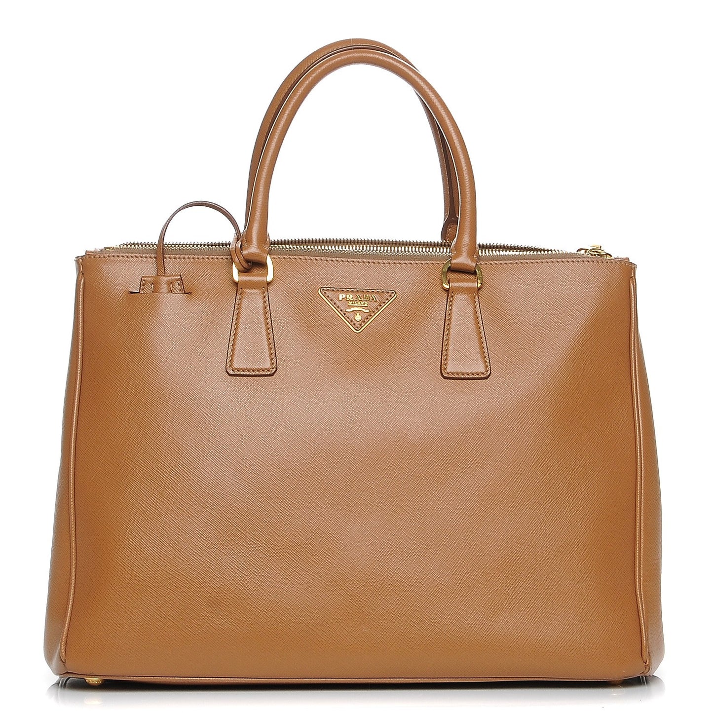 Saffiano Medium Galleria Double Zip Tote Caramel