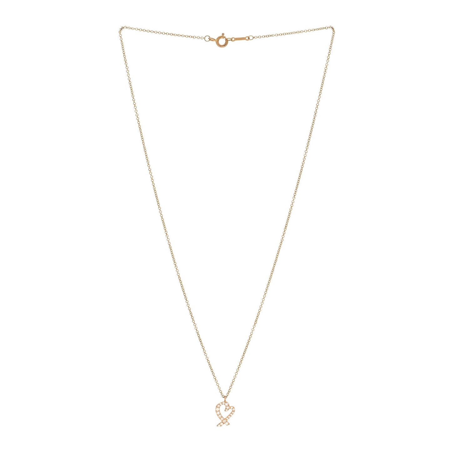 18K Rose Gold Diamond Mini Paloma Picasso Loving Heart Pendant Necklace