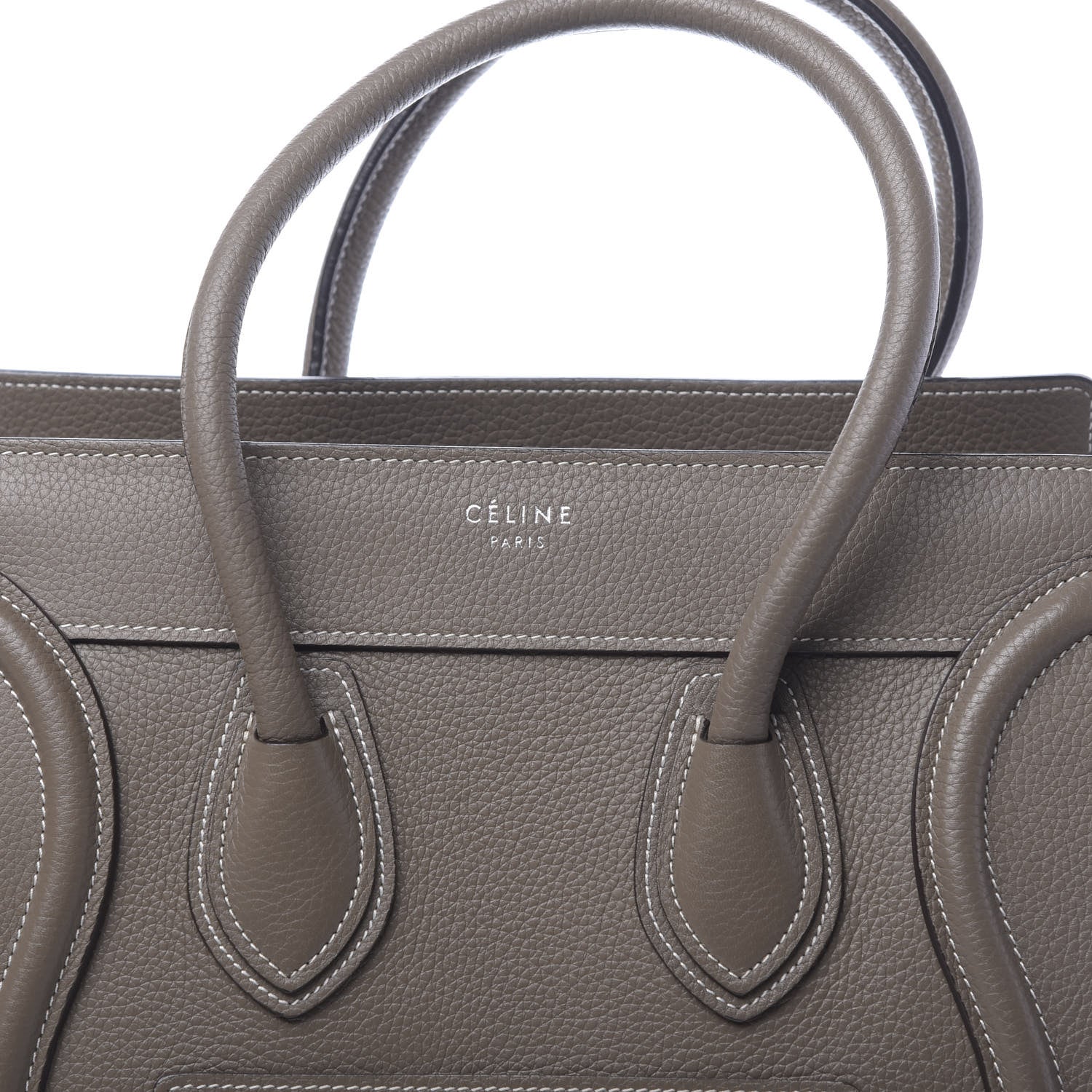 Celine Drummed Calfskin Micro Luggage Souris 7 of 9