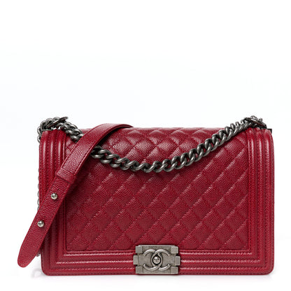 Chanel Caviar Quilted New Medium Boy Flap Dark Red 1 of 10