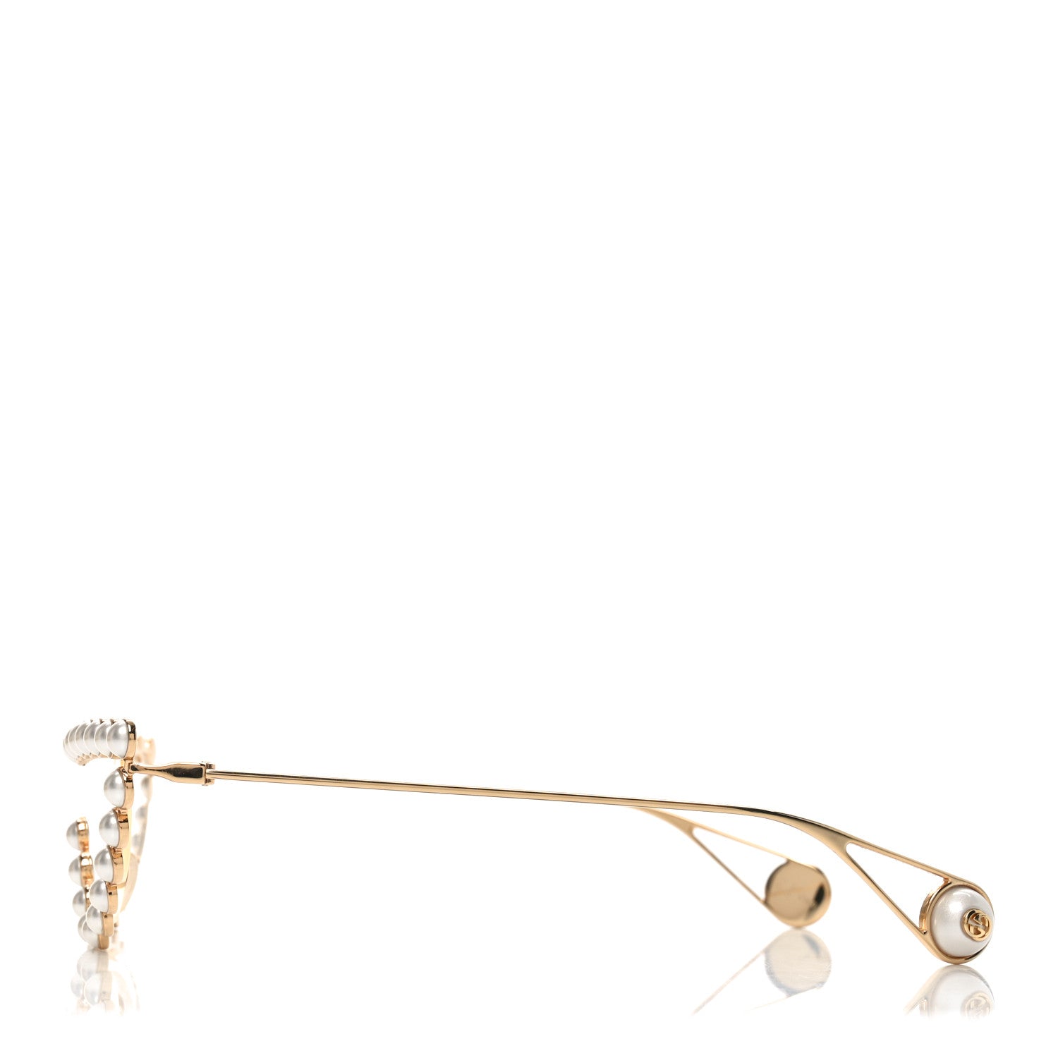 Gucci Metal Pearl Cat Eye Sunglasses GG0364S Gold 3 of 7