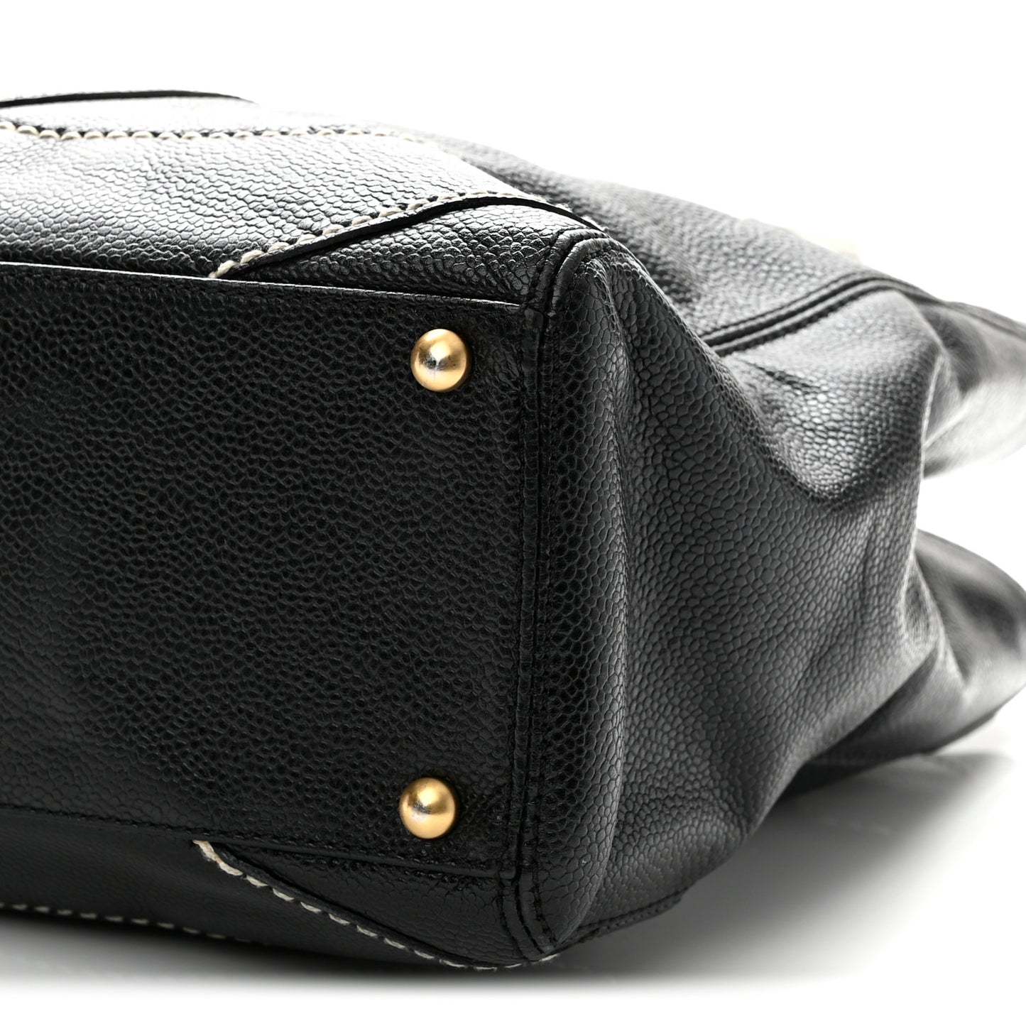 Caviar CC Stitched Medium Tote Black Black