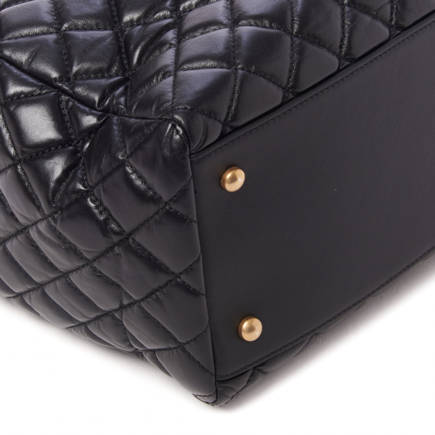 Chanel Aged Calfskin Quilted Coco Handle Shopping Tote Black 6 of 10