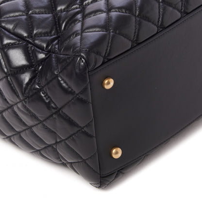 Chanel Aged Calfskin Quilted Coco Handle Shopping Tote Black 6 of 10
