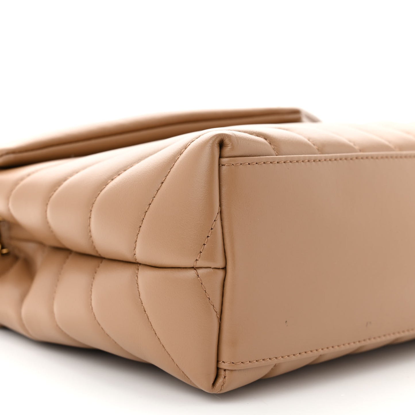 Calfskin Y Quilted Monogram Small Loulou Chain Satchel Dark Beige