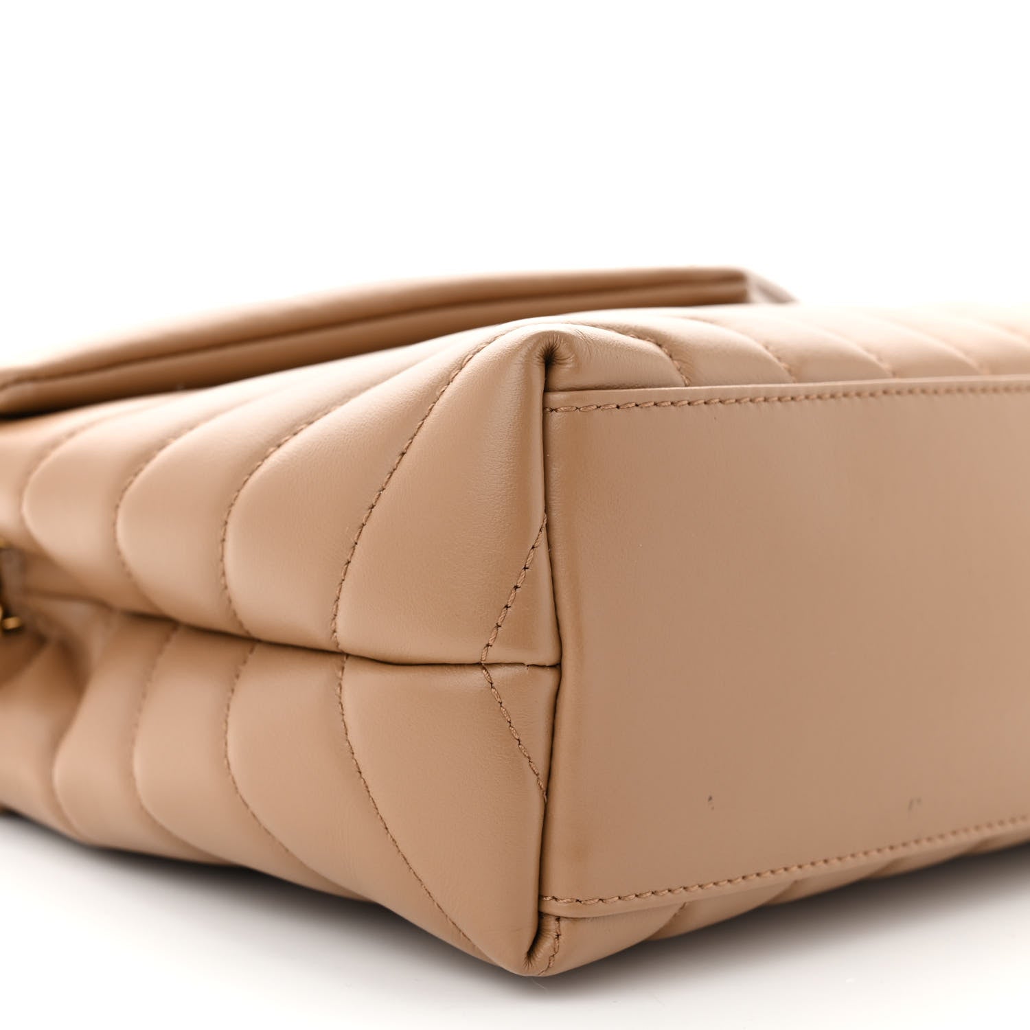Saint Laurent Calfskin Y Quilted Monogram Small Loulou Chain Satchel Dark Beige 9 of 13
