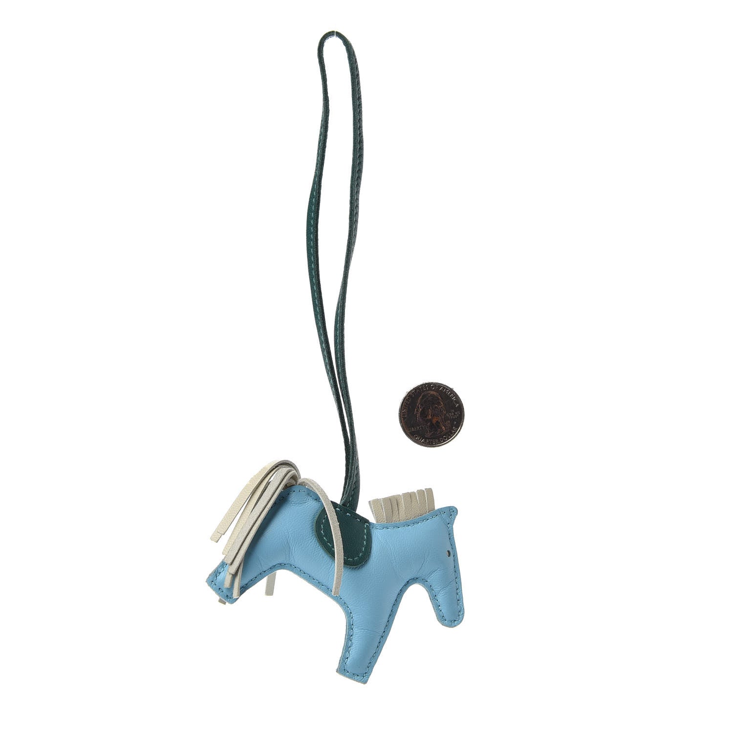 Hermes Milo Lambskin Grigri Rodeo Horse Bag Charm PM Celeste Malachite Craie 2 of 3