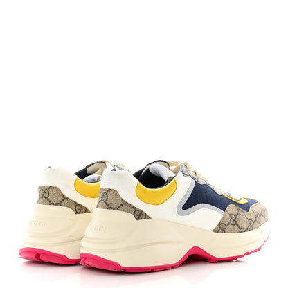 Gucci GG Supreme Monogram Mix Monogram Mens Rhyton Sneakers 5.5 London Blue Beige Sun Yellow 4 of 17