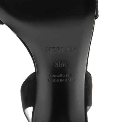 Hermes Suede Goatskin Crystal Eternite 80 Sandal 38.5 Black 8 of 9