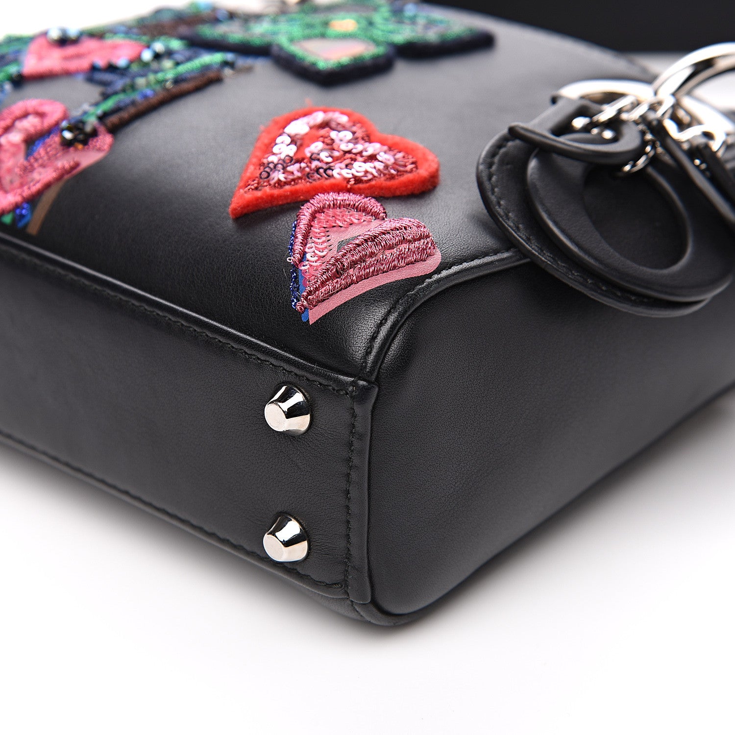Christian Dior Smooth Calfskin Embroidered Micro Lady Dior Black 9 of 10