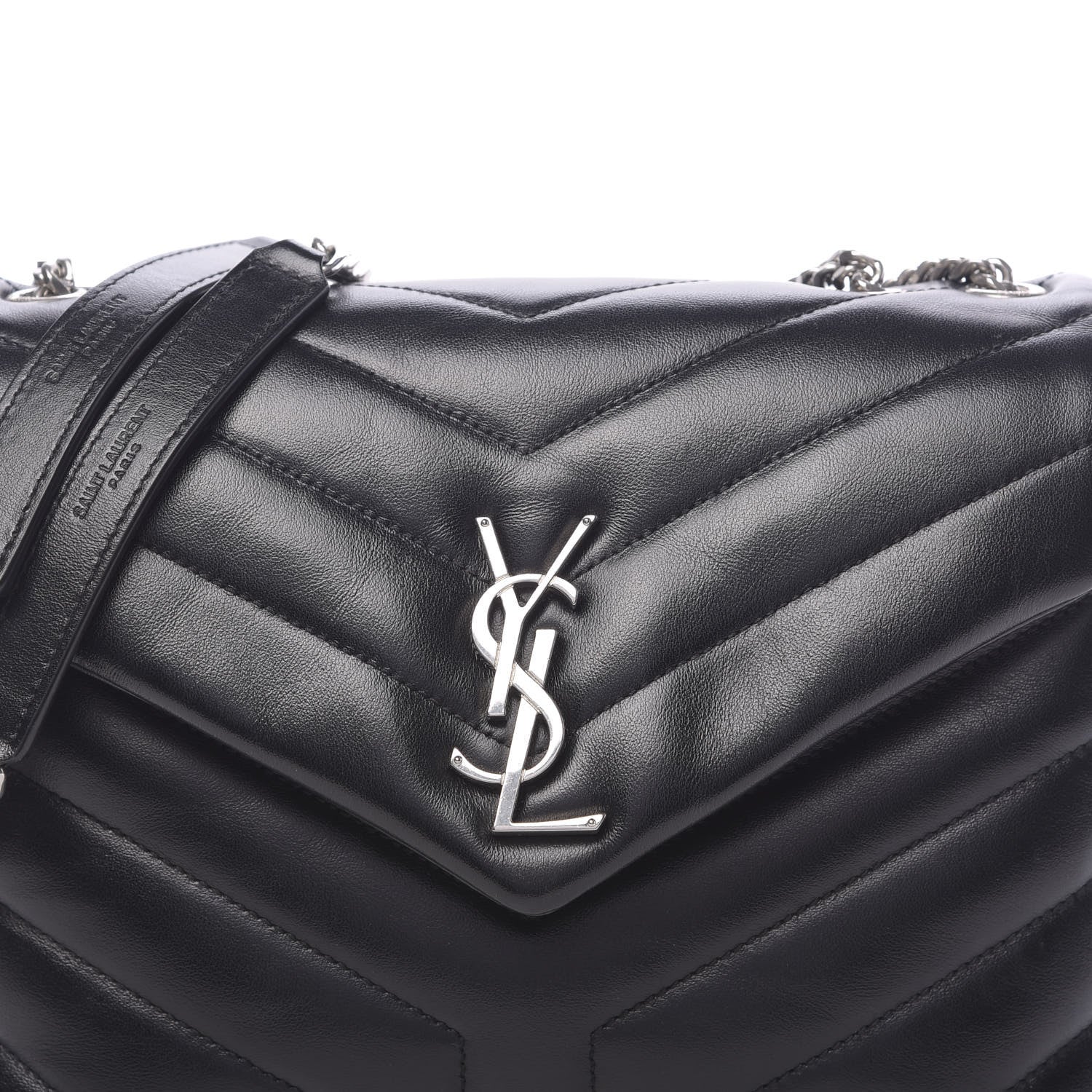 Saint Laurent Calfskin Y Quilted Monogram Small Loulou Chain Satchel Black 9 of 9