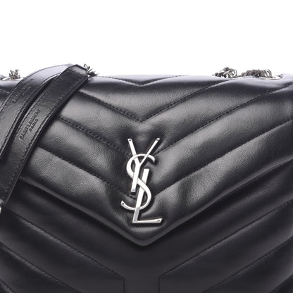 Saint Laurent Calfskin Y Quilted Monogram Small Loulou Chain Satchel Black 9 of 9