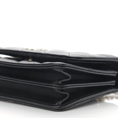 Chanel Lambskin Quilted Mini Camellia Bow Wallet On Chain WOC Black 10 of 11