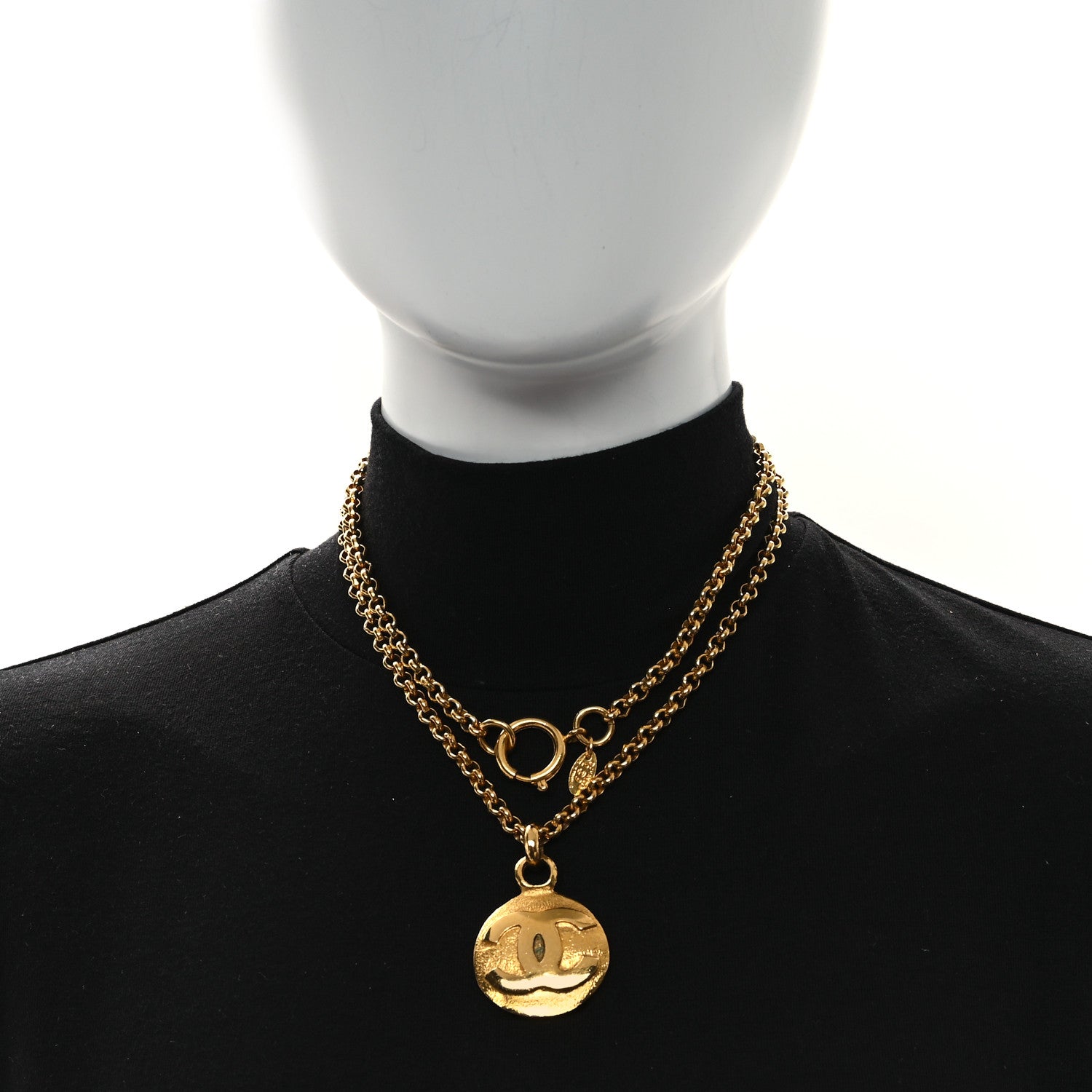 Chanel CC Medallion Long Chain Necklace Gold 2 of 6