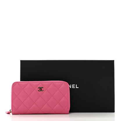 Chanel Caviar Quilted Medium Zip Around Wallet Pink 9 of 9