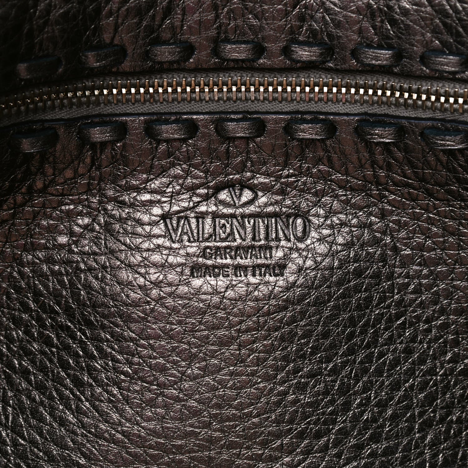 Valentino Garavani Metallic Grained Calfskin C-Rockee Fringe Tote Sasso 5 of 7