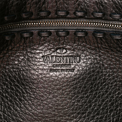 Valentino Garavani Metallic Grained Calfskin C-Rockee Fringe Tote Sasso 5 of 7