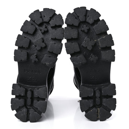Prada Spazzolato Rois Nylon Metal Triangle Logo Monolith Pouch Pocket 55mm Boots 37 Black 5 of 8