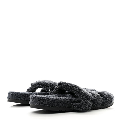 Hermes Woolskin Mens Chypre Sandals 42 Gris Chiné 4 of 8