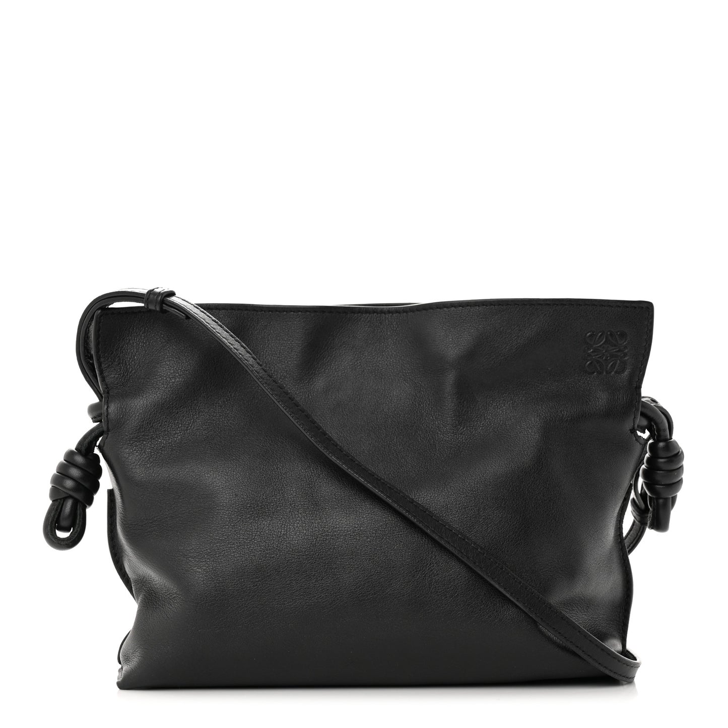 Calfskin Mini Flamenco Knot Clutch Black